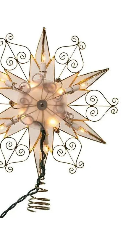 Kurt Adler 10-Light 6-Point Capiz Star Treetop with Scroll Design - Michelle's aDOORable Creations - Christmas Tree Topper