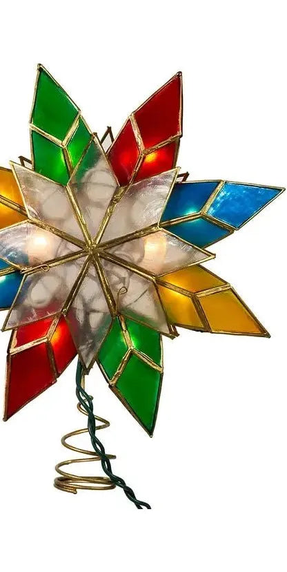 Kurt Adler 10-Light Capiz Star Multicolored Treetop - Michelle's aDOORable Creations - Christmas Tree Topper