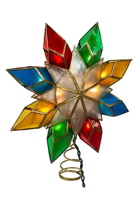 Kurt Adler 10-Light Capiz Star Multicolored Treetop - Michelle's aDOORable Creations - Christmas Tree Topper