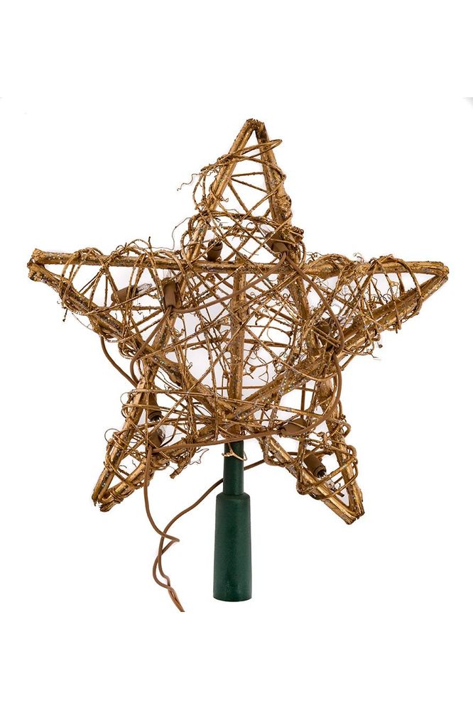 Kurt Adler 10-Light Rattan Gold Star Treetop - Michelle's aDOORable Creations - Christmas Tree Topper