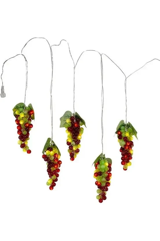 Kurt Adler 100-Light Green and Burgundy LED Grape Light Set with 5 Grape Bunches - Michelle's aDOORable Creations - Christmas Decor