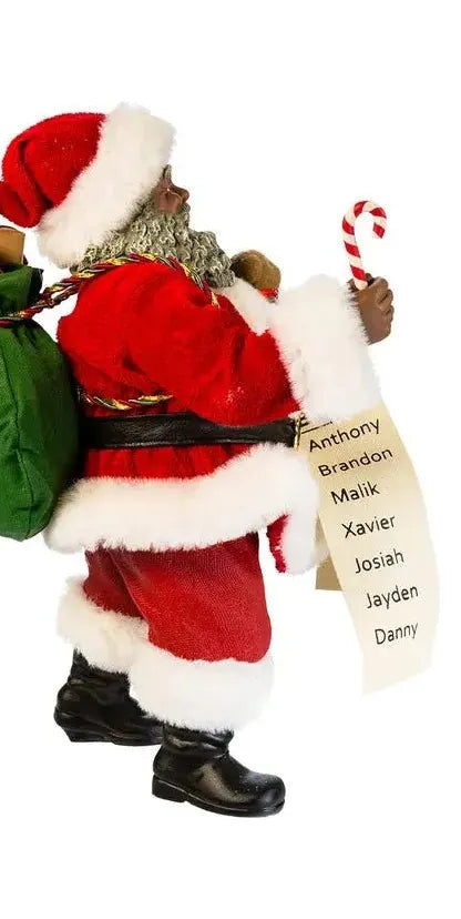 Kurt Adler 10.5-Inch Fabriché African American Santa - Michelle's aDOORable Creations - Christmas Decor