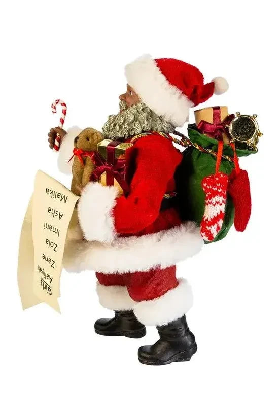 Kurt Adler 10.5-Inch Fabriché African American Santa - Michelle's aDOORable Creations - Christmas Decor