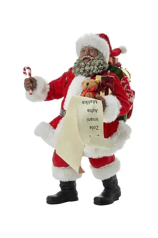 Kurt Adler 10.5-Inch Fabriché African American Santa - Michelle's aDOORable Creations - Christmas Decor