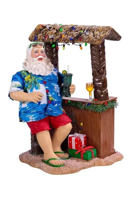 Kurt Adler 11-Inch Fabriché™ Beach Santa Sitting At Tiki Bar - Michelle's aDOORable Creations - Nutcrackers