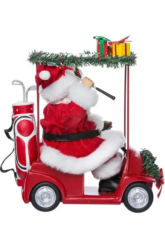 Kurt Adler 11.25-Inch Fabriché Santa Driving Golf Cart - Michelle's aDOORable Creations - Christmas Decor