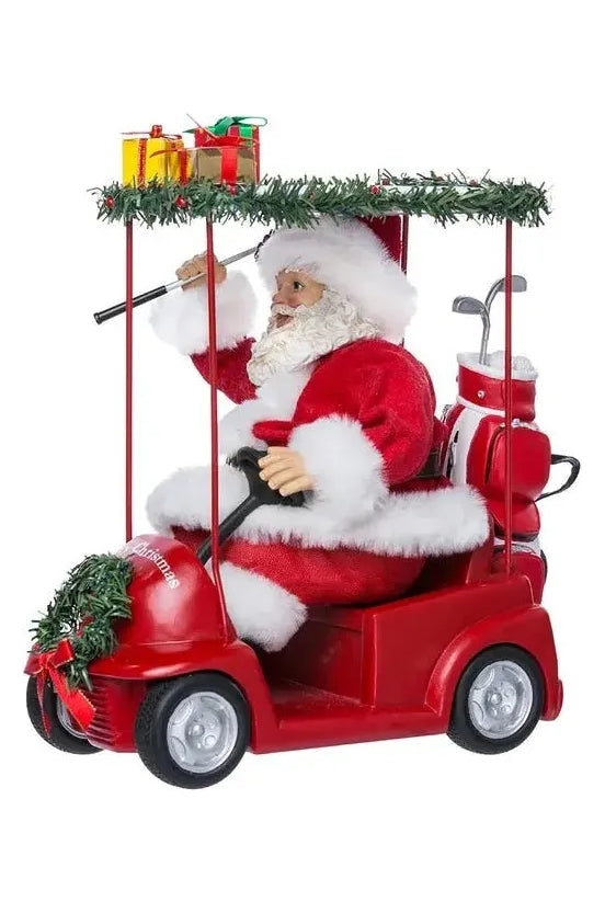 Kurt Adler 11.25-Inch Fabriché Santa Driving Golf Cart - Michelle's aDOORable Creations - Christmas Decor