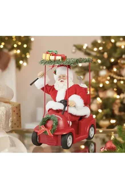 Kurt Adler 11.25-Inch Fabriché Santa Driving Golf Cart - Michelle's aDOORable Creations - Christmas Decor