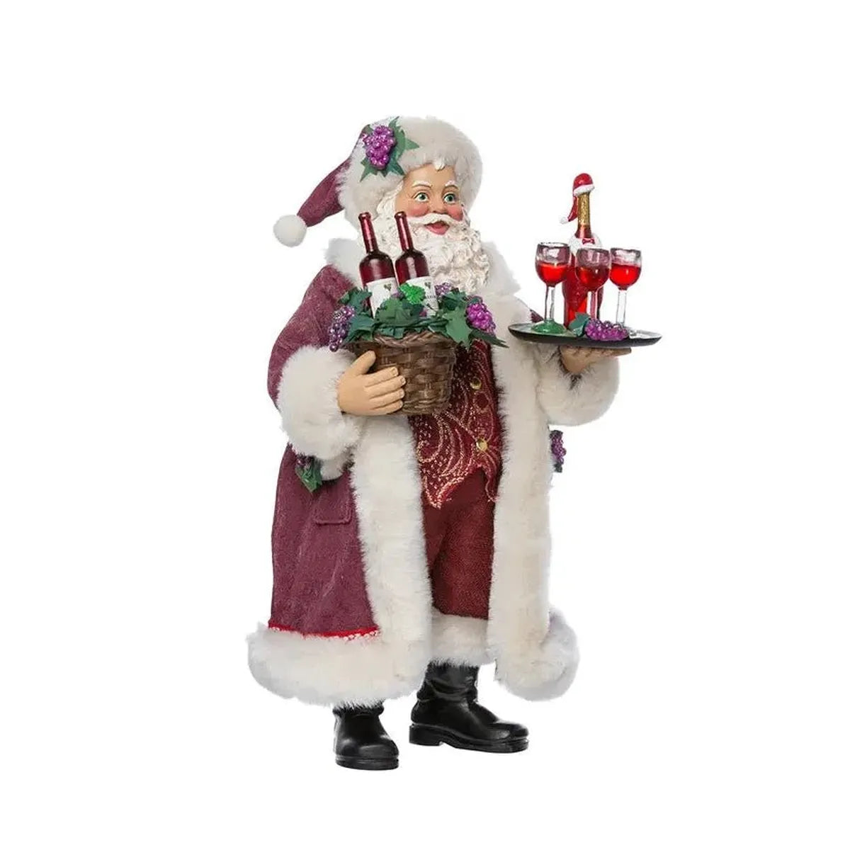 Shop For Kurt Adler 11.5 - Inch Fabriché Santa with Wine Basket at Michelle's aDOORable Creations