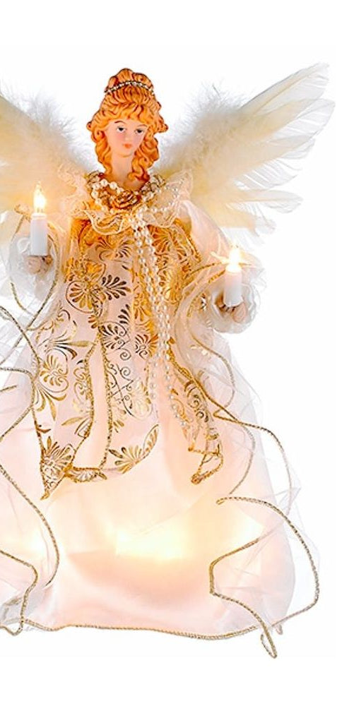 Kurt Adler 12-Inch 10-Light Ivory and Gold Angel Treetop - Michelle's aDOORable Creations - Christmas Tree Topper