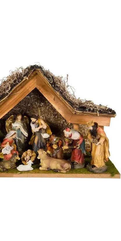 Kurt Adler 12" Nativity Set with Stable and 10 Figures - Michelle's aDOORable Creations - Seasonal & Holiday Decorations