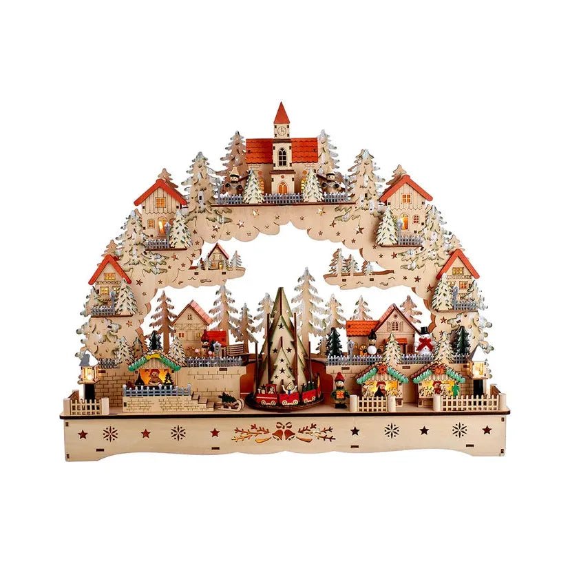 Shop For Kurt Adler 18.5" Wooden LED Light - Up Musical/Motion Christmas Village at Michelle's aDOORable Creations