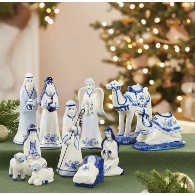 Shop For Kurt Adler 1.97 - 6.7" Porcelain Delft Blue Nativity Set, 11 - Piece Set at Michelle's aDOORable Creations