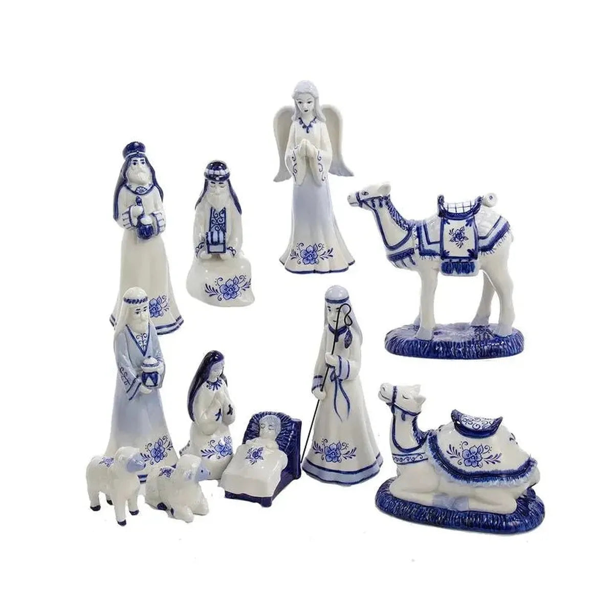Shop For Kurt Adler 1.97 - 6.7" Porcelain Delft Blue Nativity Set, 11 - Piece Set at Michelle's aDOORable Creations