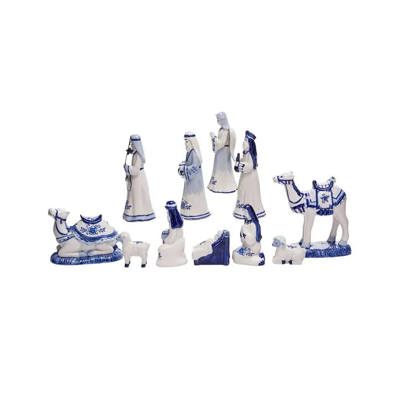 Shop For Kurt Adler 1.97 - 6.7" Porcelain Delft Blue Nativity Set, 11 - Piece Set at Michelle's aDOORable Creations