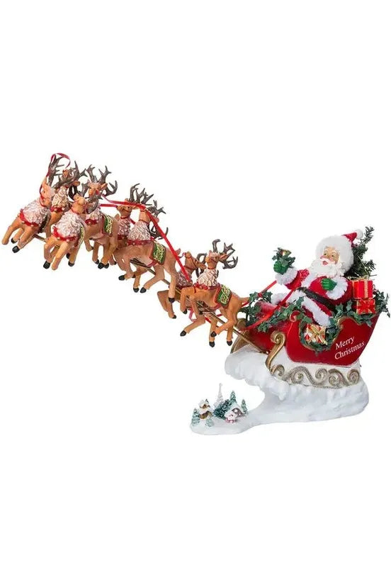 Shop For Kurt Adler 24-Inch Fabriché Musical Santa with Eight Reindeer (Set of 2) C7414