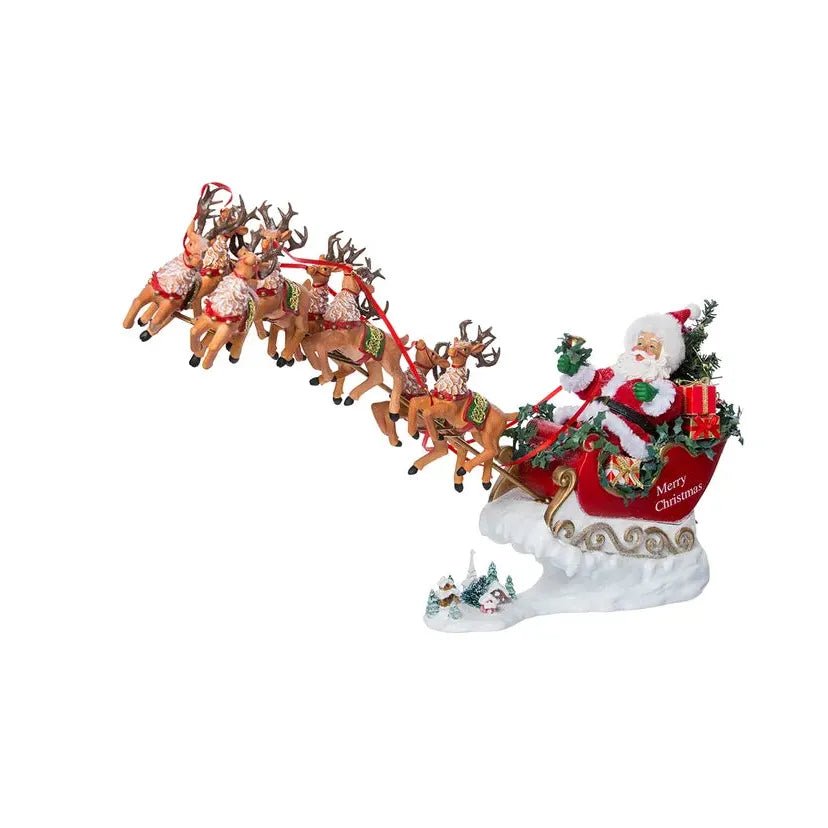 Shop For Kurt Adler 24 - Inch Fabriché Musical Santa with Eight Reindeer (Set of 2) at Michelle's aDOORable Creations