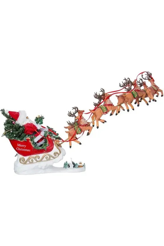 Kurt Adler 24-Inch Fabriché Musical Santa with Eight Reindeer (Set of 2) - Michelle's aDOORable Creations - Christmas Decor