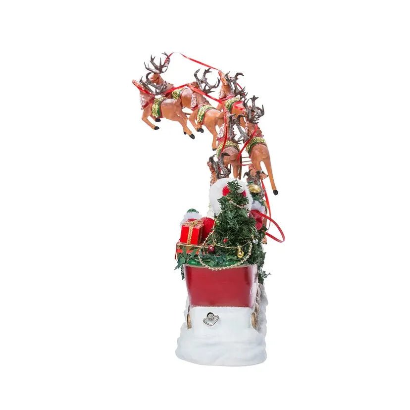 Shop For Kurt Adler 24 - Inch Fabriché Musical Santa with Eight Reindeer (Set of 2) at Michelle's aDOORable Creations