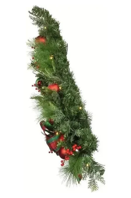 Shop For Kurt Adler 26 - Inch Battery - Operated Pre - Lit Red And Green Wall Tree With Bow at Michelle's aDOORable Creations