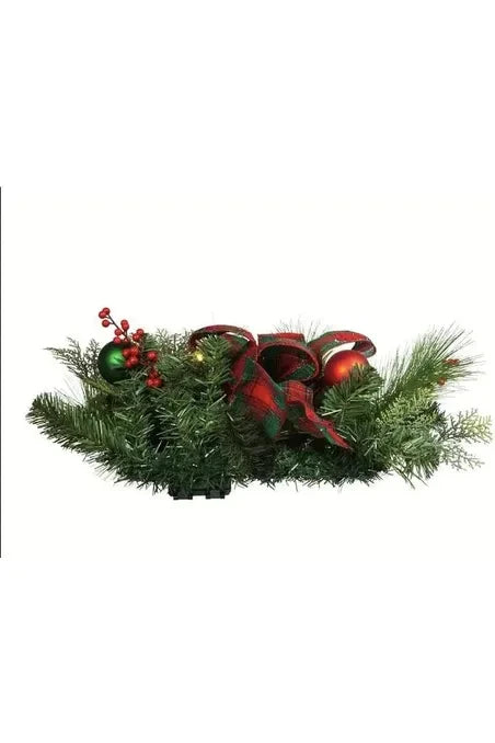 Shop For Kurt Adler 26 - Inch Battery - Operated Pre - Lit Red And Green Wall Tree With Bow at Michelle's aDOORable Creations