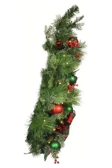 Shop For Kurt Adler 26 - Inch Battery - Operated Pre - Lit Red And Green Wall Tree With Bow at Michelle's aDOORable Creations