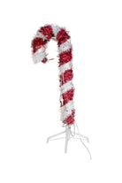 Shop For Kurt Adler 3 - Foot Pre - Lit Red and White LED Tinsel Candy Cane at Michelle's aDOORable Creations