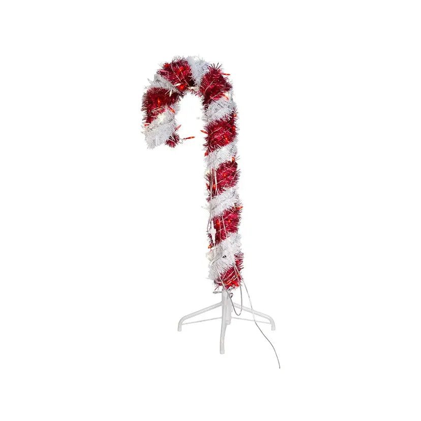 Shop For Kurt Adler 3 - Foot Pre - Lit Red and White LED Tinsel Candy Cane at Michelle's aDOORable Creations