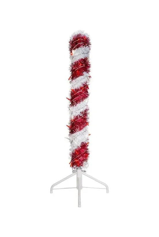 Kurt Adler 3-Foot Pre-Lit Red and White LED Tinsel Candy Cane - Michelle's aDOORable Creations - Christmas Lights