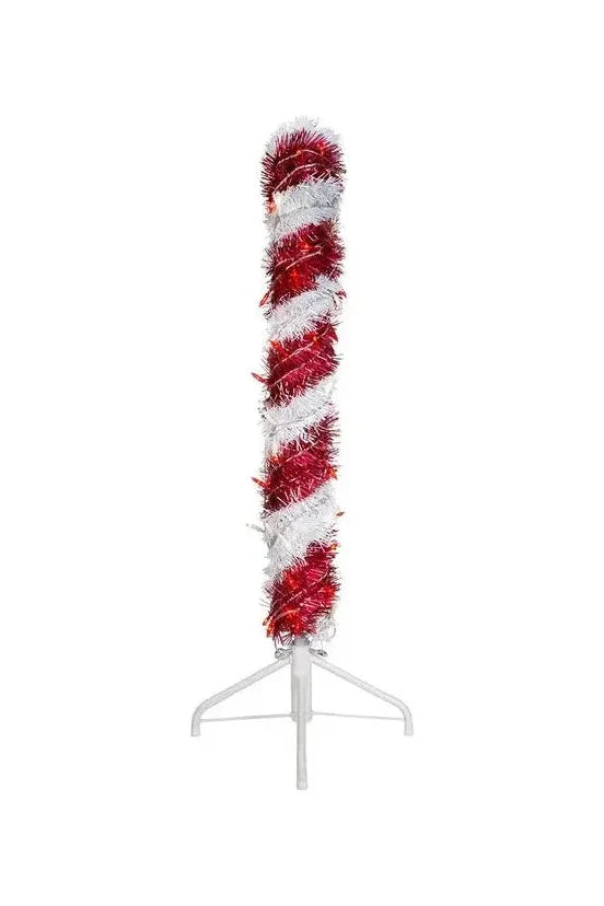 Shop For Kurt Adler 3 - Foot Pre - Lit Red and White LED Tinsel Candy Cane at Michelle's aDOORable Creations