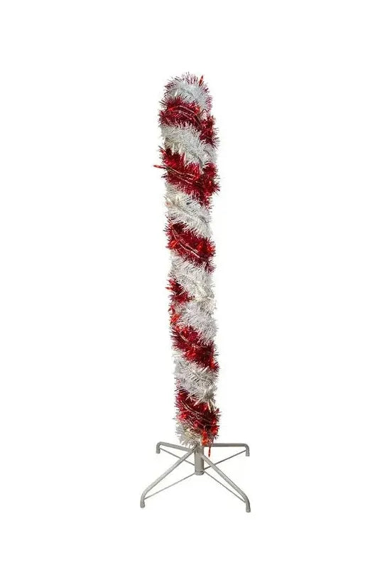 Kurt Adler 4-Foot Pre-Lit Red and White LED Tinsel Candy Cane - Michelle's aDOORable Creations - Christmas Lights