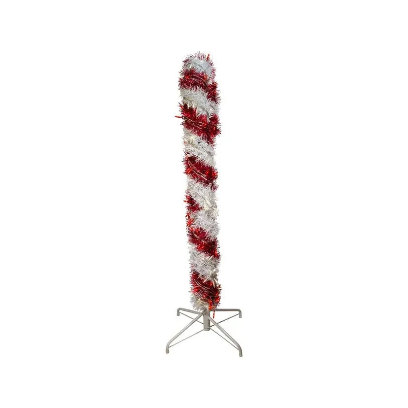 Shop For Kurt Adler 4 - Foot Pre - Lit Red and White LED Tinsel Candy Cane at Michelle's aDOORable Creations