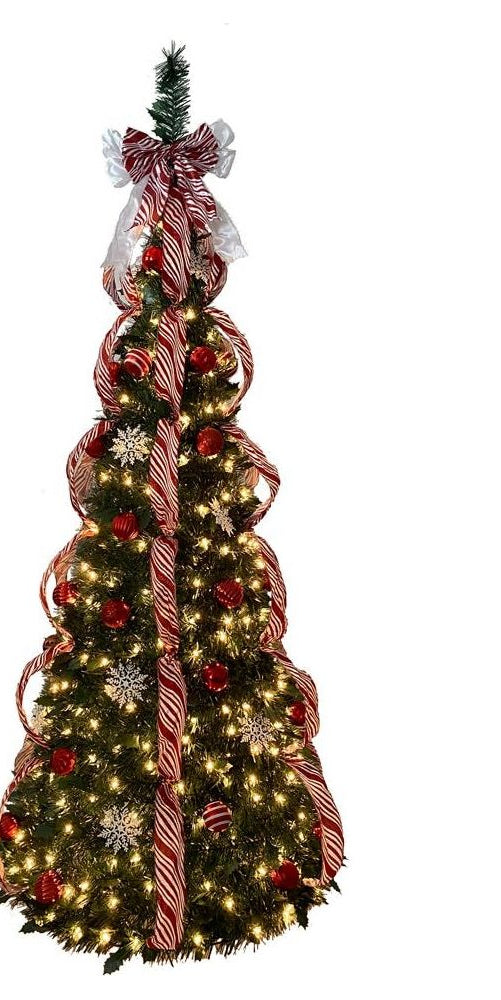 Kurt Adler 6-Foot Pre-Lit Red and White Collapsible Decorated Tree - Michelle's aDOORable Creations - Christmas Tree