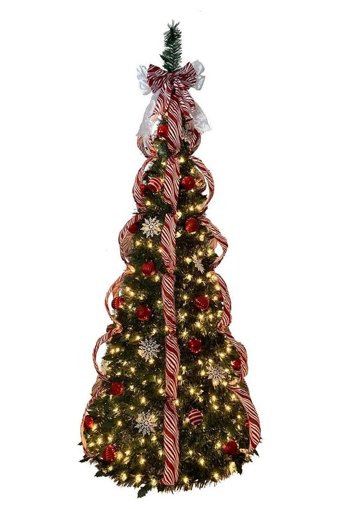 Kurt Adler 6-Foot Pre-Lit Red and White Collapsible Decorated Tree - Michelle's aDOORable Creations - Christmas Tree