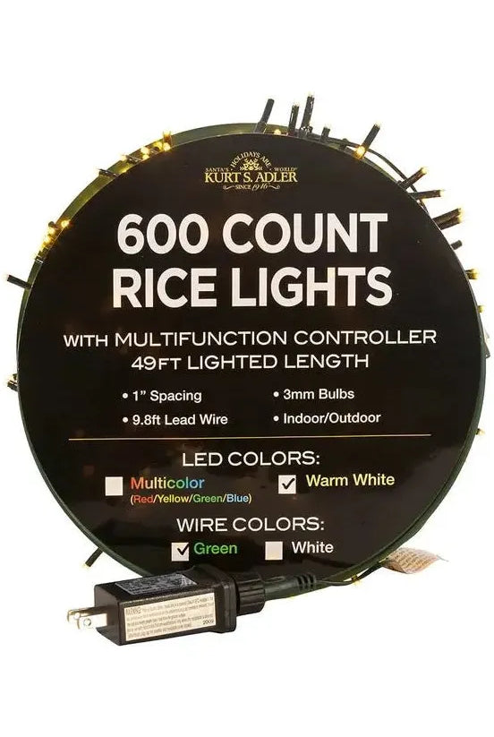 Shop For Kurt Adler 600-Light 49-Foot Warm White LED Rice Light Set AD1034WW