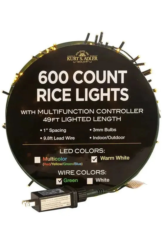 Kurt Adler 600-Light 49-Foot Warm White LED Rice Light Set - Michelle's aDOORable Creations - Christmas Decor