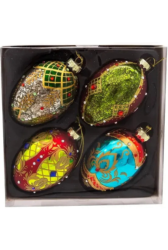 Kurt Adler 65MM Glass Egg Ornaments (4-Piece Set) - Michelle's aDOORable Creations - Holiday Ornaments
