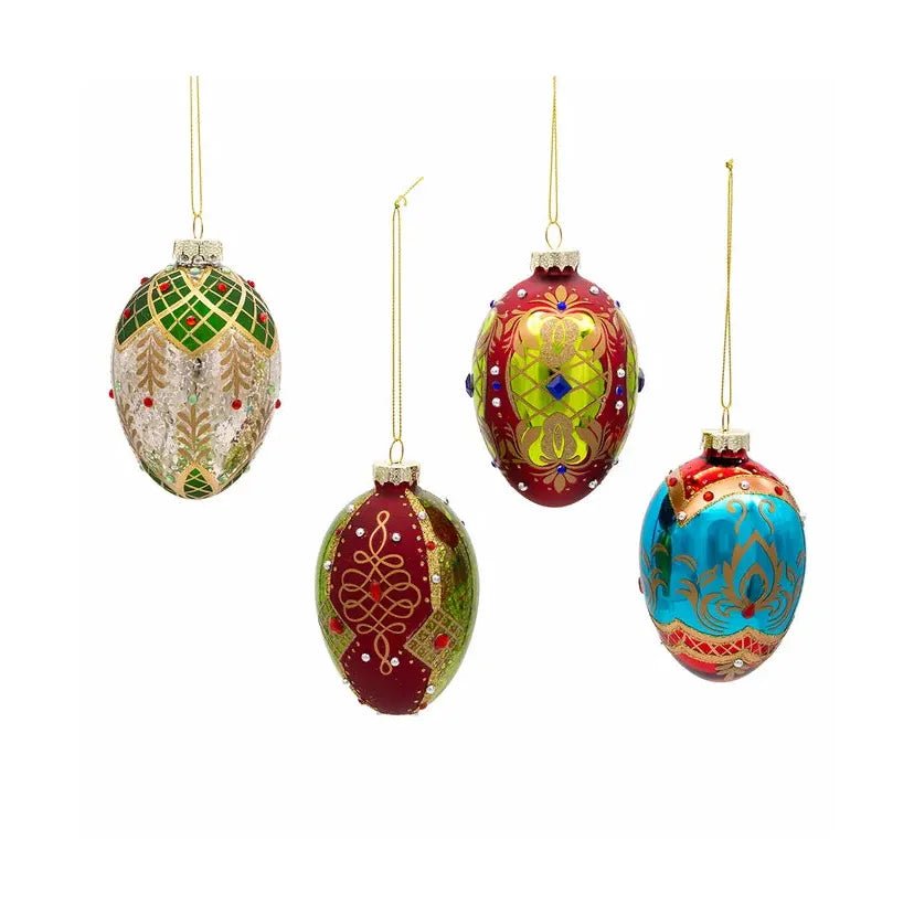 Shop For Kurt Adler 65MM Glass Egg Ornaments (4 - Piece Set) at Michelle's aDOORable Creations