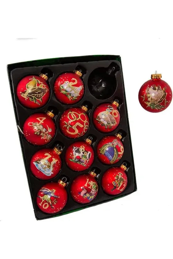 Kurt Adler 65MM Twelve Days Of Christmas Glass Ball Ornaments (12-Piece Set) - Michelle's aDOORable Creations - Holiday Ornaments
