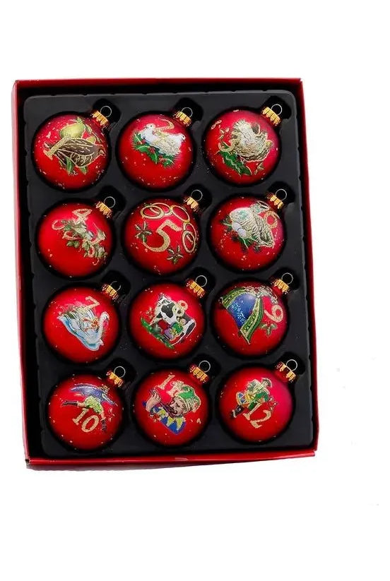 Kurt Adler 65MM Twelve Days Of Christmas Glass Ball Ornaments (12-Piece Set) - Michelle's aDOORable Creations - Holiday Ornaments