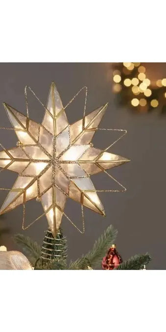 Kurt Adler 9.65-Inch UL 10-Light 8-Point Capiz Star Lighted Tree Topper - Michelle's aDOORable Creations - Christmas Tree Topper