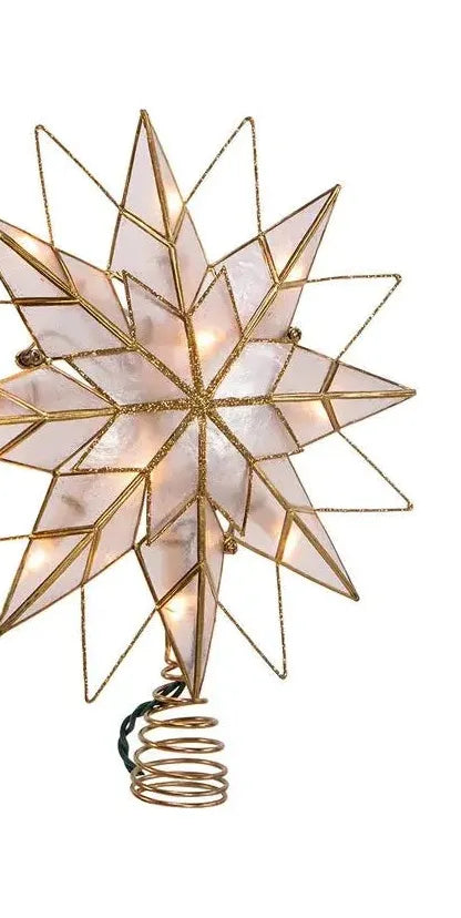 Kurt Adler 9.65-Inch UL 10-Light 8-Point Capiz Star Lighted Tree Topper - Michelle's aDOORable Creations - Christmas Tree Topper