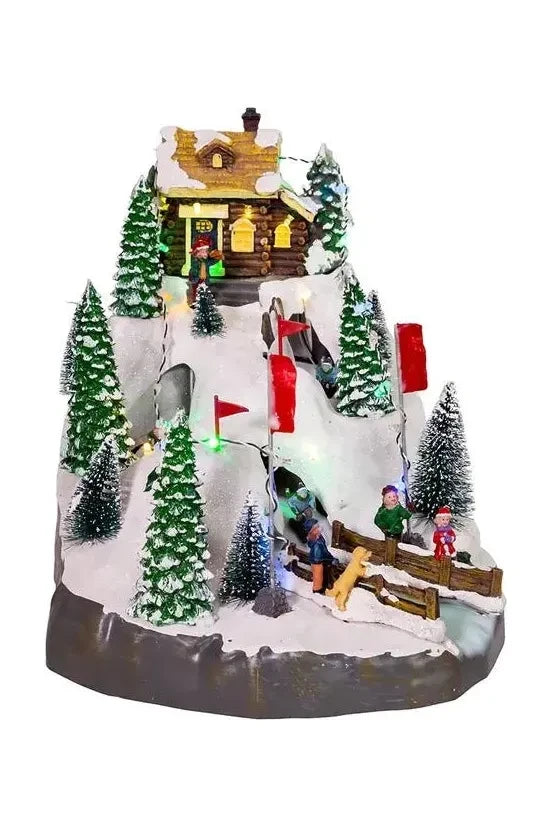 Kurt Adler Motion LED Christmas Skiing Village - Michelle's aDOORable Creations - Christmas Decor