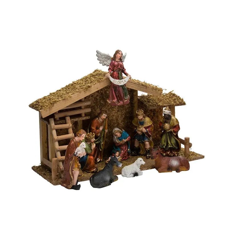 Shop For Kurt Adler Nativity Set With Wooden Stable, 12 - Piece Set at Michelle's aDOORable Creations