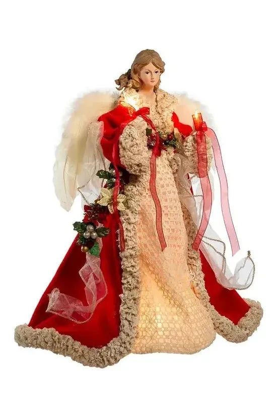 Kurt Adler UL 10-Light 16-Inch Red and Ivory Angel Treetop - Michelle's aDOORable Creations - Christmas Tree Topper