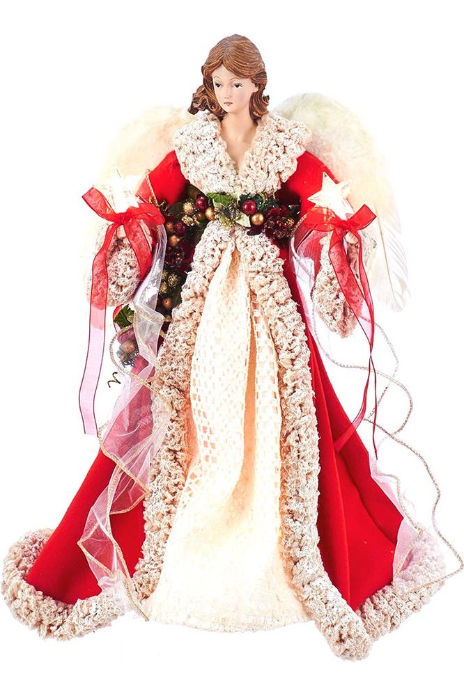 Kurt Adler UL 10-Light 16-Inch Red and Ivory Angel Treetop - Michelle's aDOORable Creations - Christmas Tree Topper