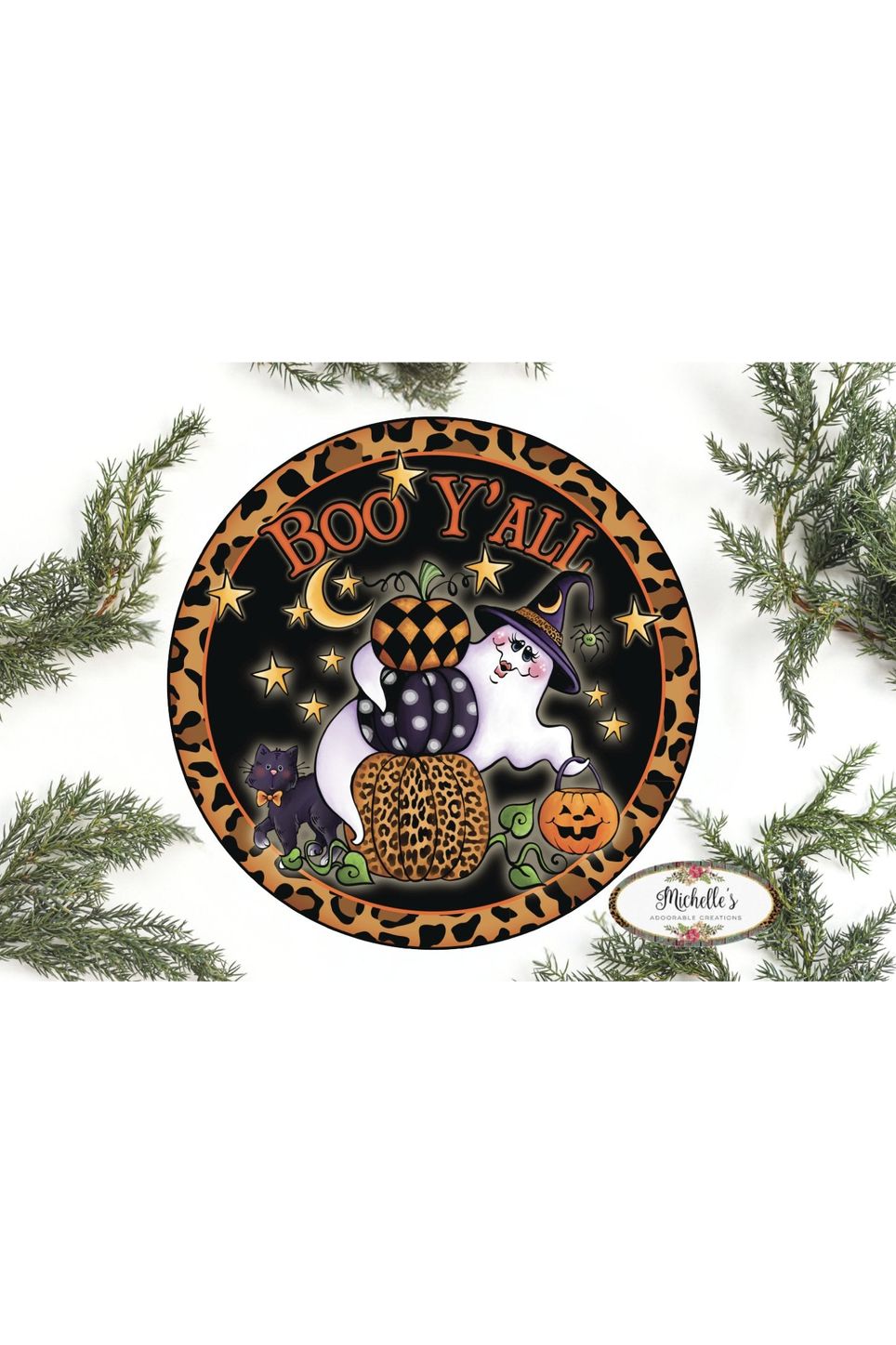 Shop For Leopard Boo Yall Ghost Halloween Sign - Wreath Enhancement