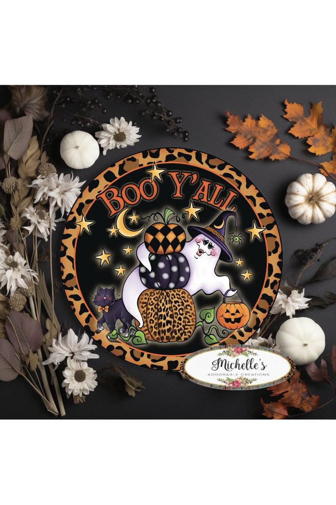 Shop For Leopard Boo Yall Ghost Halloween Sign - Wreath Enhancement
