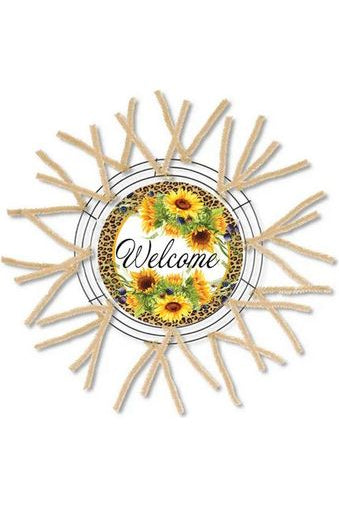 Shop For Leopard Sunflower Welcome Round Sign - Wreath Enhancement