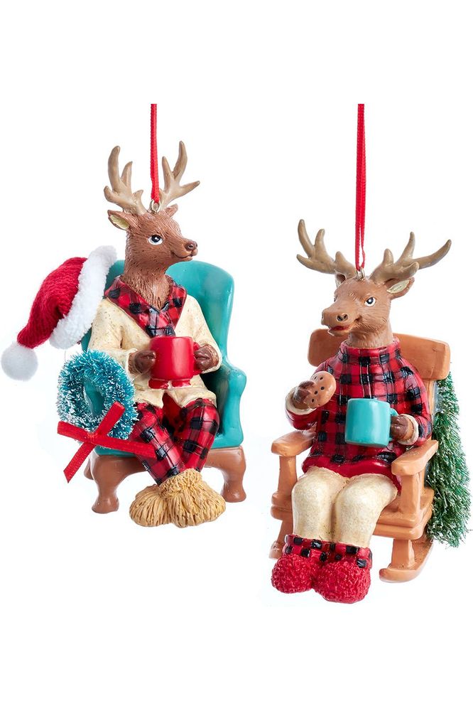 Lodge Deer On Chair Ornaments (Asst 2) - Michelle's aDOORable Creations - Holiday Ornaments